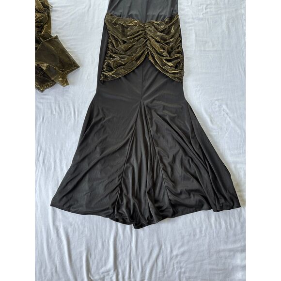 Flapper Girl 1920's Dress, Halloween Costume, With Shawl, Black/Gold Size Large - Picture 7 of 8